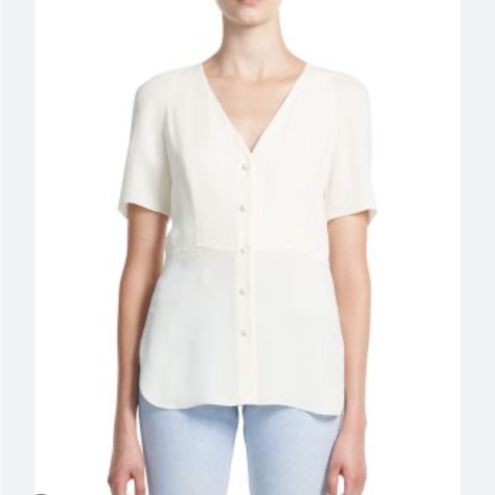 THEORY Cream 100% Silk Top